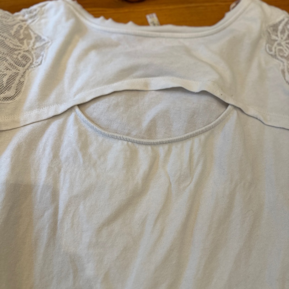 FREE PEOPLE Grandpa Jersey Outer Sunset Top in Ivory Lace women - S - Picture 4 of 11